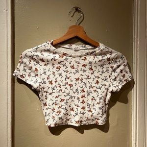 Garage Ribbed Floral Crop Top Tee - XS/TP